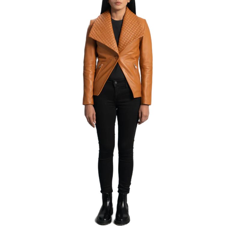 Lee Tan Brown Leather Blazer