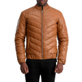 Travis Tan Leather Puffer Jacket