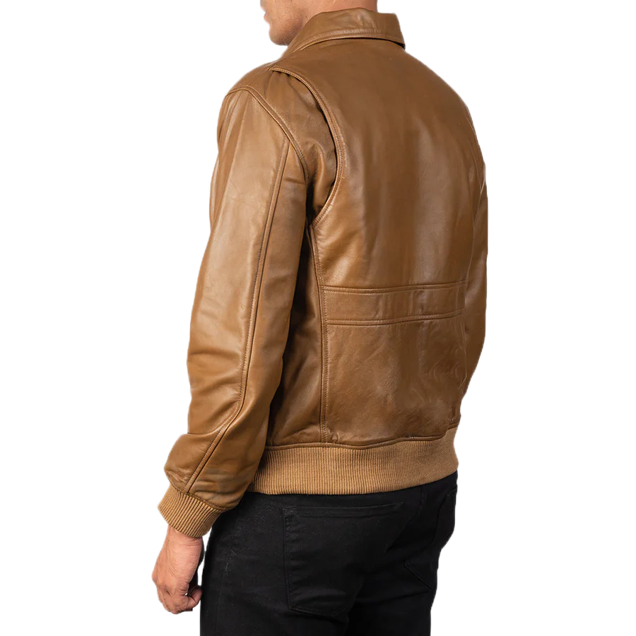 Coffmen Olive Brown A2 Leather Bomber Jacket